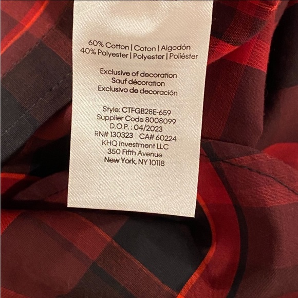 Calvin Klein Jeans Boys Red Black Plaid Button-Up Shirt Size 6 Long Sleeve NWT - Picture 9 of 9